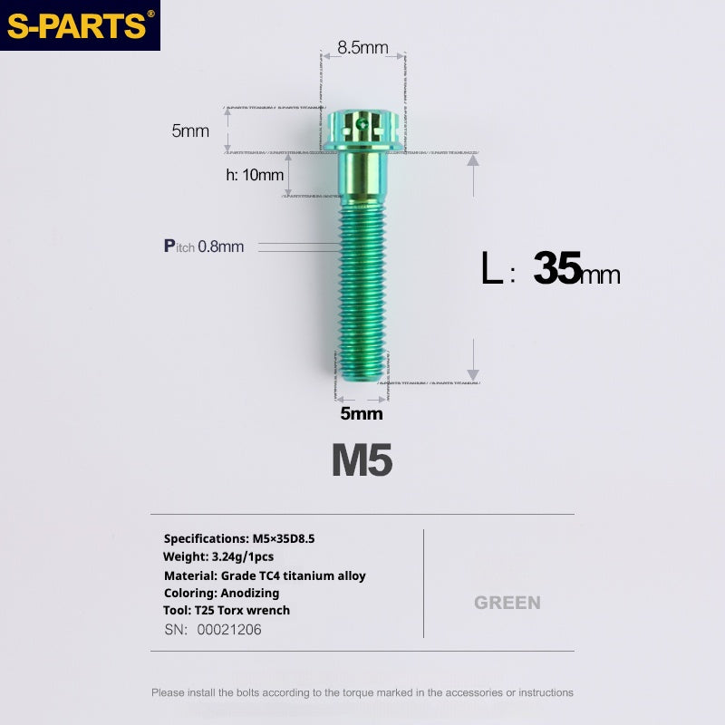 SPARTS Vis Titane Série A3 M5 L06-110mm pour Moto et Auto