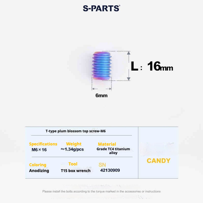 SPARTS Outil de Plombier en T T15 Fil supérieur plat M6 L08-10-12-16 Vis en titane