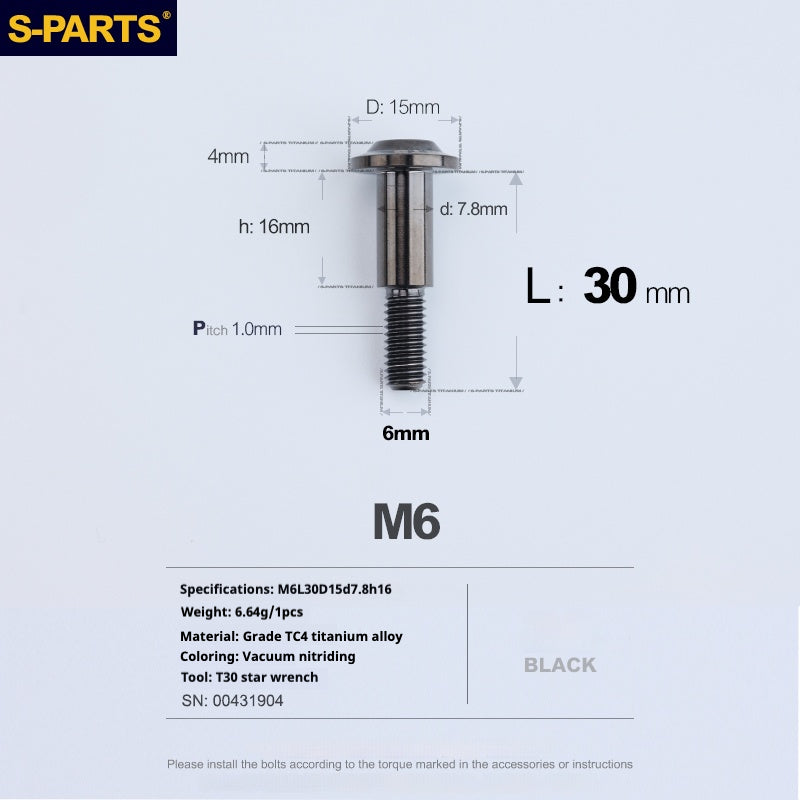 SPARTS A3 Umbrella Head Step Series M6 Viti in titanio nero per motociclette e auto
