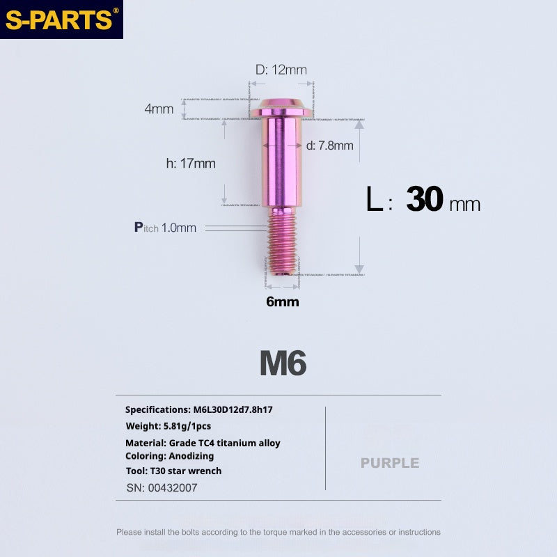 Viss SPART A3 Tête Parapluie Série Step M6 Titane Violet Moto Auto