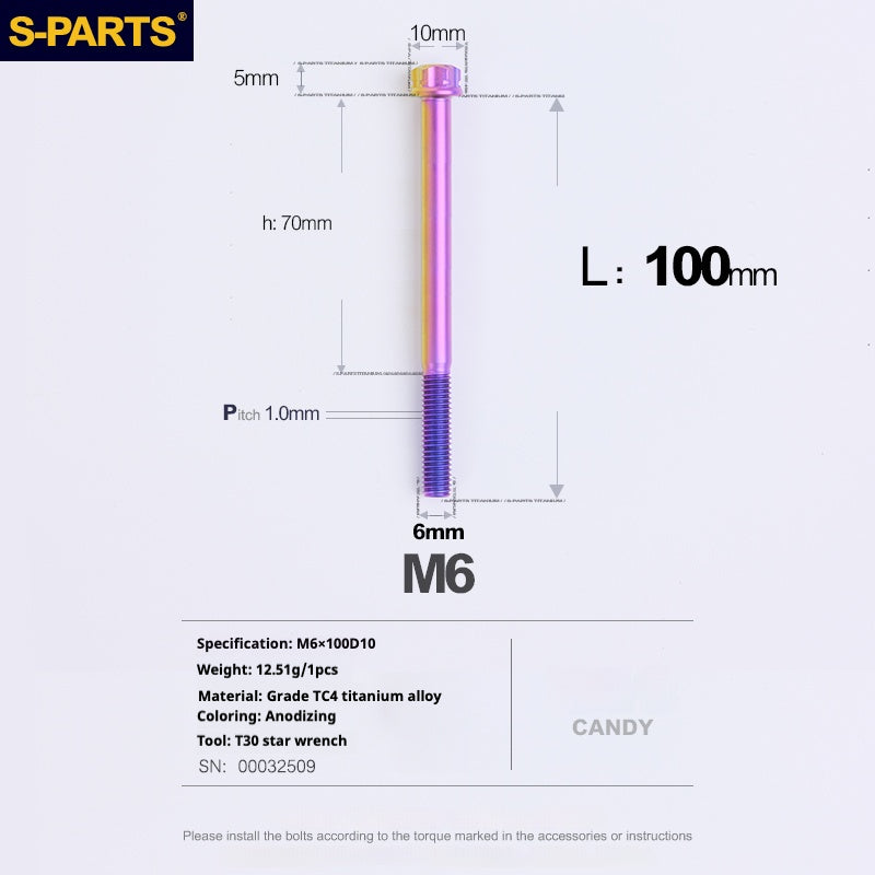 SPARTS A3 Series M6 L08-120mm Viti in titanio color caramella per motociclette e auto
