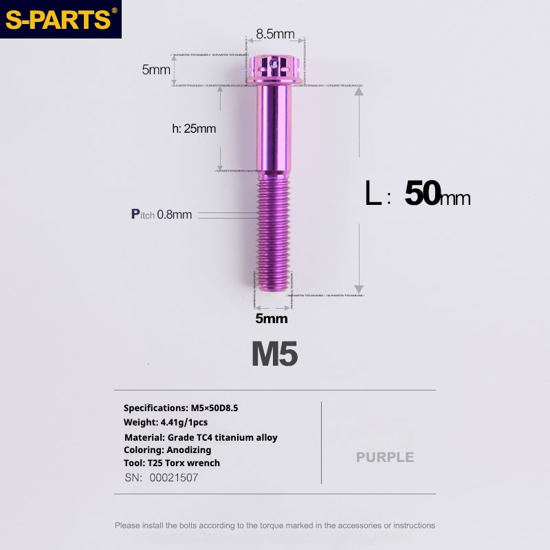 SPARTS Viti in titanio viola A3 Series M5 L06-110mm per motociclette e auto