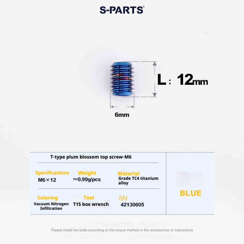 SPARTS Outil de Plombier en T T15 Fil supérieur plat M6 L08-10-12-16 Vis en titane