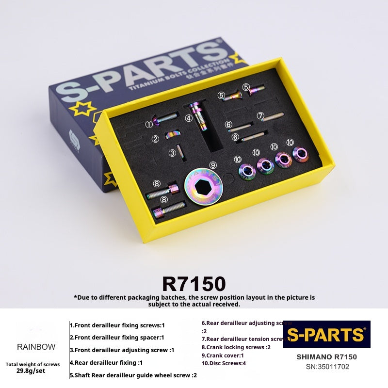 Set di viti di trasmissione del cambio in titanio S-PARTS per la serie stradale Shimano R7150