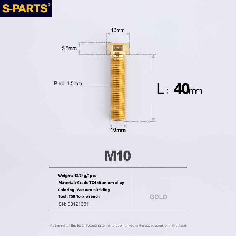 SPARTS A3 Serie M10 L20-60mm D13 P1.5-P1.25Titanio Viti Moto Auto