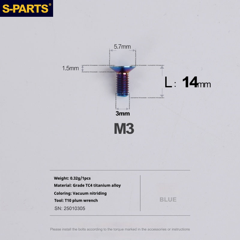 Viti in lega di titanio SPARTS serie svasata M3 L06-30mm