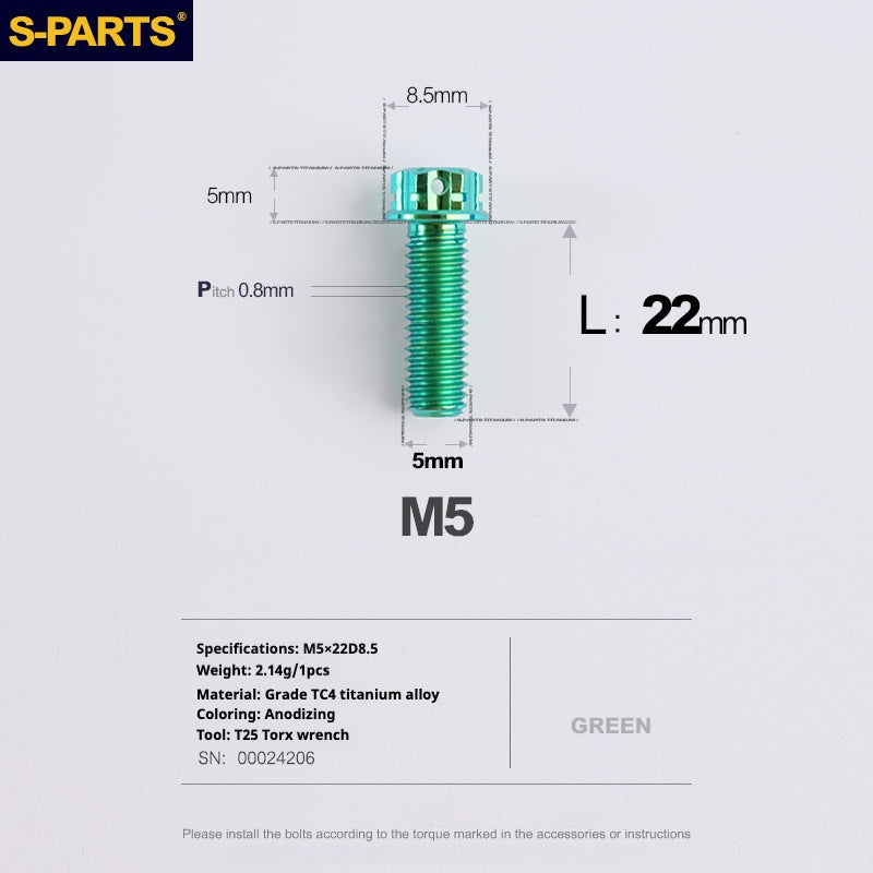 SPARTS Vis Titane Série A3 M5 L06-110mm pour Moto et Auto