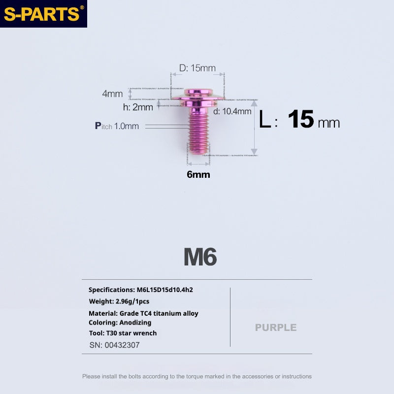 Viss SPART A3 Tête Parapluie Série Step M6 Titane Violet Moto Auto