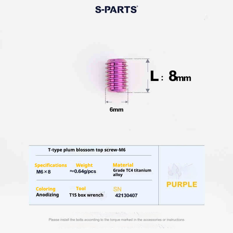 SPARTS Outil de Plombier en T T15 Fil supérieur plat M6 L08-10-12-16 Vis en titane