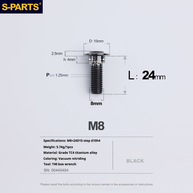 SPARTS A3 Umbrella Head Step Series M8 Viti in titanio nero per motociclette e auto