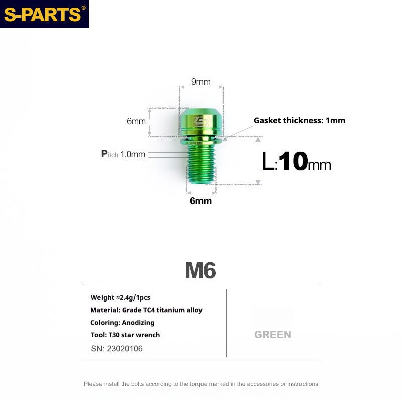 SPARTS A2 Series M6 L10-55mm Titanium Screws