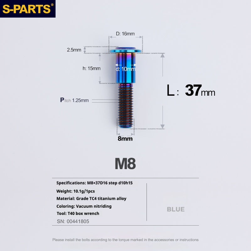 SPARTS A3 Umbrella Head Step Series M8 Viti in titanio blu per motociclette e auto