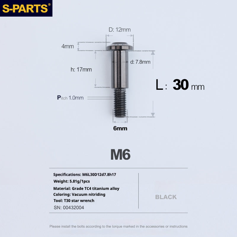 SPARTS A3 Umbrella Head Step Series M6 Viti in titanio nero per motociclette e auto