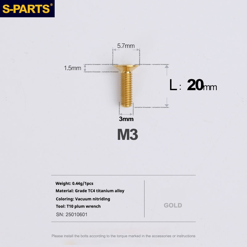 Viti in lega di titanio SPARTS serie svasata M3 L06-30mm