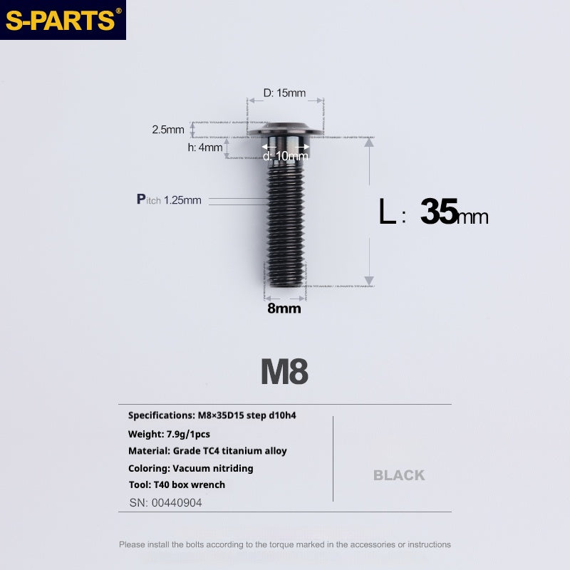 SPARTS A3 Umbrella Head Step Series M8 Viti in titanio nero per motociclette e auto
