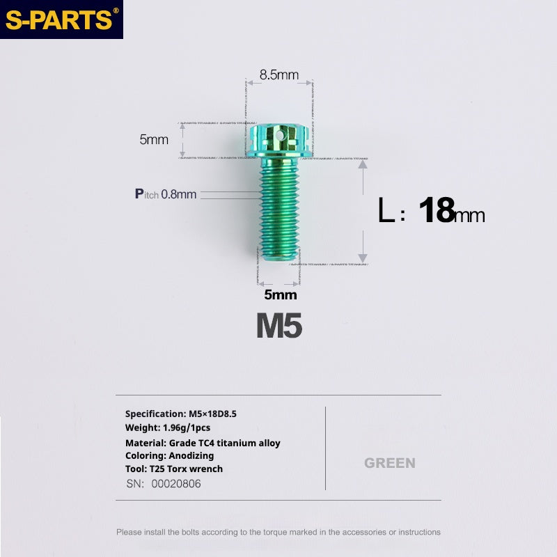SPARTS Vis Titane Série A3 M5 L06-110mm pour Moto et Auto