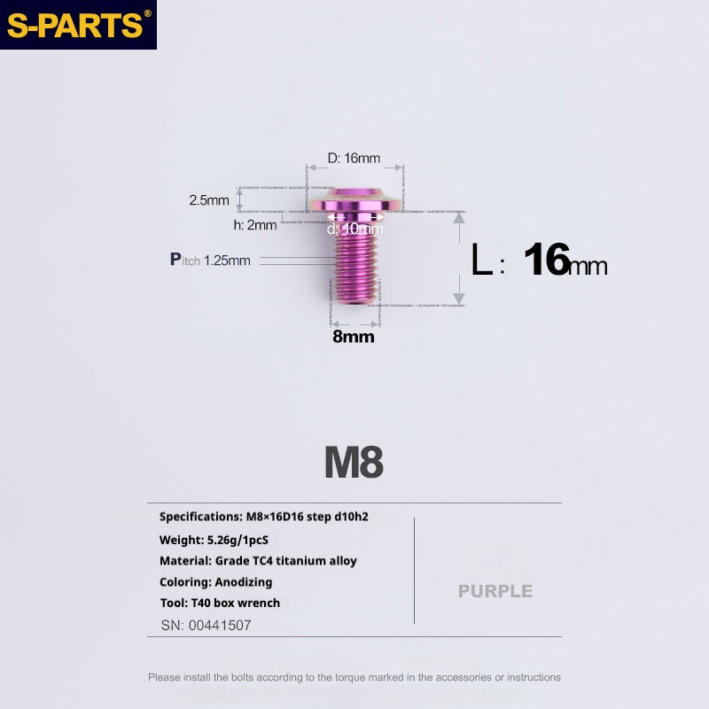 SPARTS A3 Umbrella Head Step Series M8 Viti in titanio viola per motociclette e auto