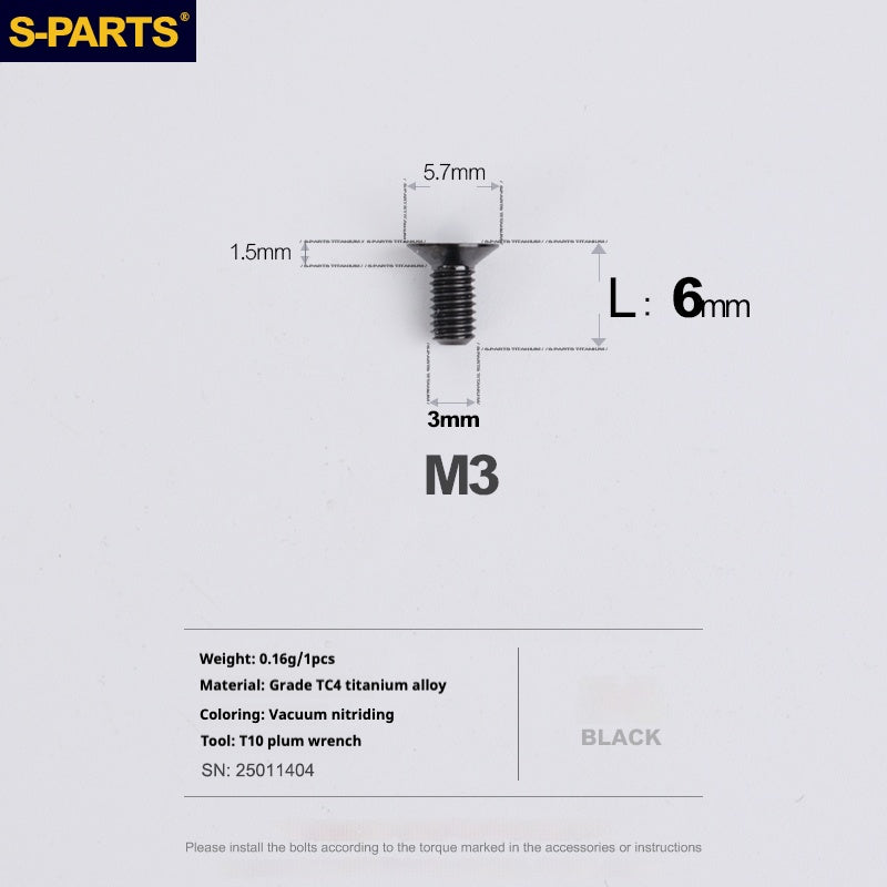 Viti in lega di titanio SPARTS serie svasata M3 L06-30mm