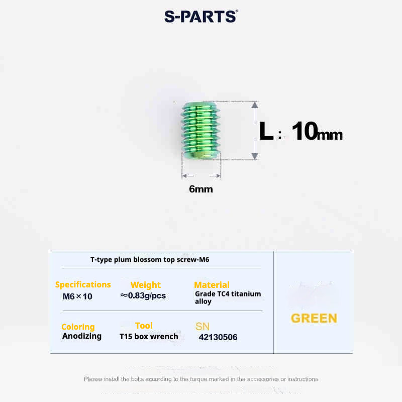 SPARTS Outil de Plombier en T T15 Fil supérieur plat M6 L08-10-12-16 Vis en titane