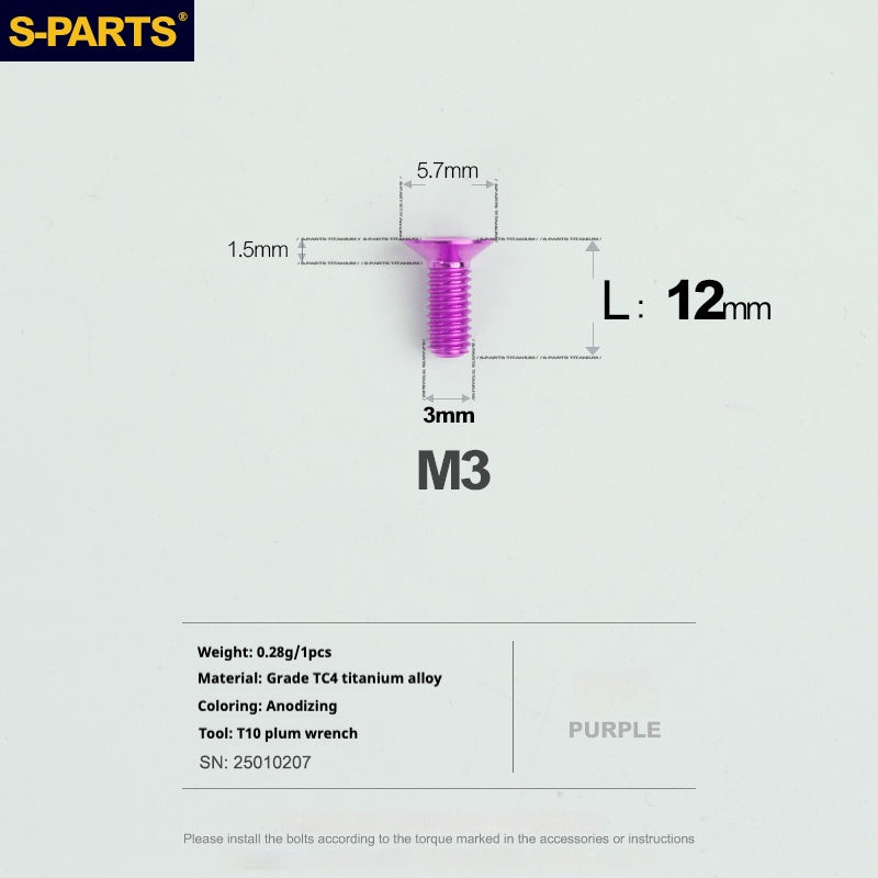 Viti in lega di titanio SPARTS serie svasata M3 L06-30mm