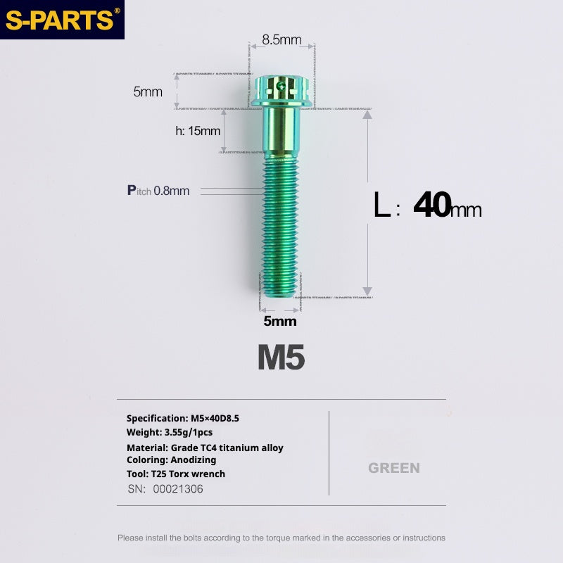 SPARTS Vis Titane Série A3 M5 L06-110mm pour Moto et Auto