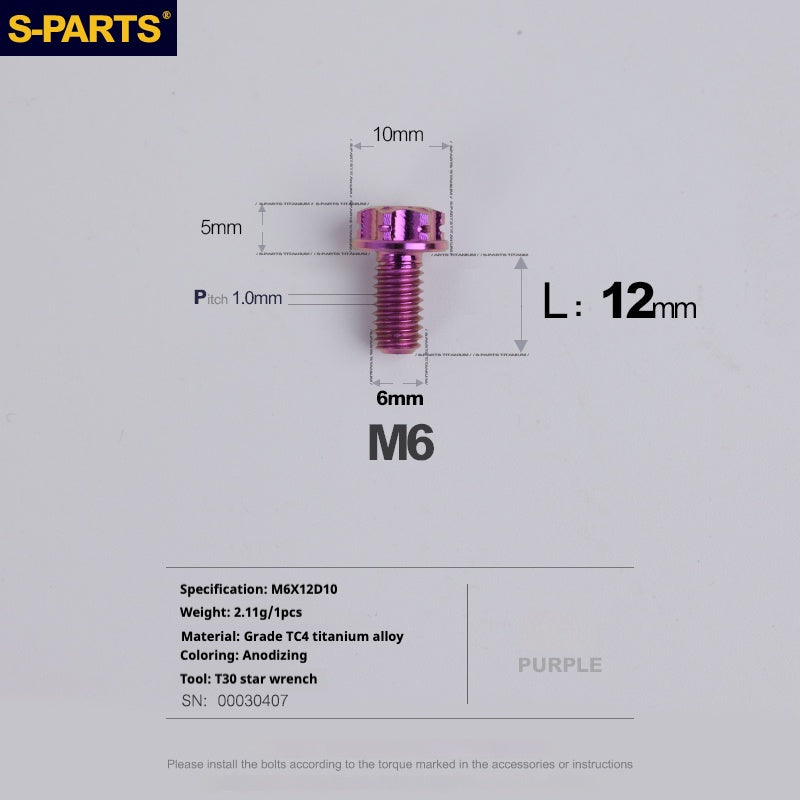 Viti in titanio viola SPARTS A3 Series M6 L08-120mm per motociclette e auto
