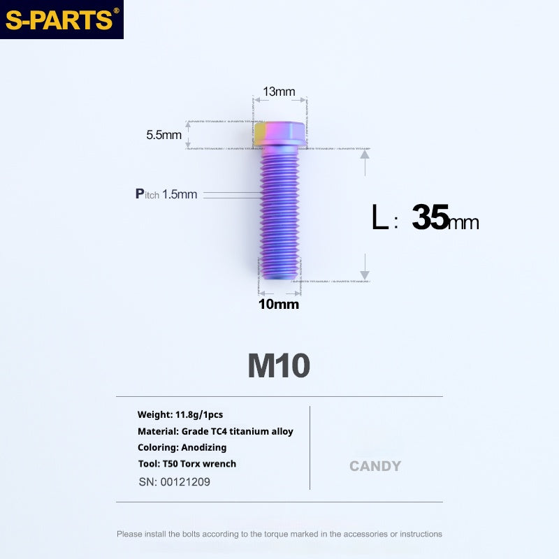 SPARTS A3 Serie M10 L20-60mm D13 P1.5-P1.25Titanio Viti Moto Auto