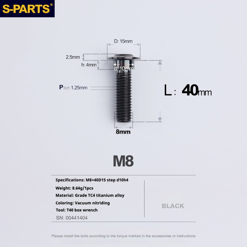SPARTS A3 Umbrella Head Step Series M8 Viti in titanio nero per motociclette e auto