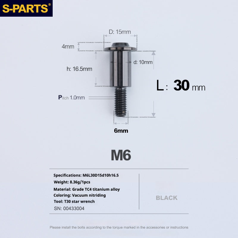 SPARTS A3 Umbrella Head Step Series M6 Viti in titanio nero per motociclette e auto