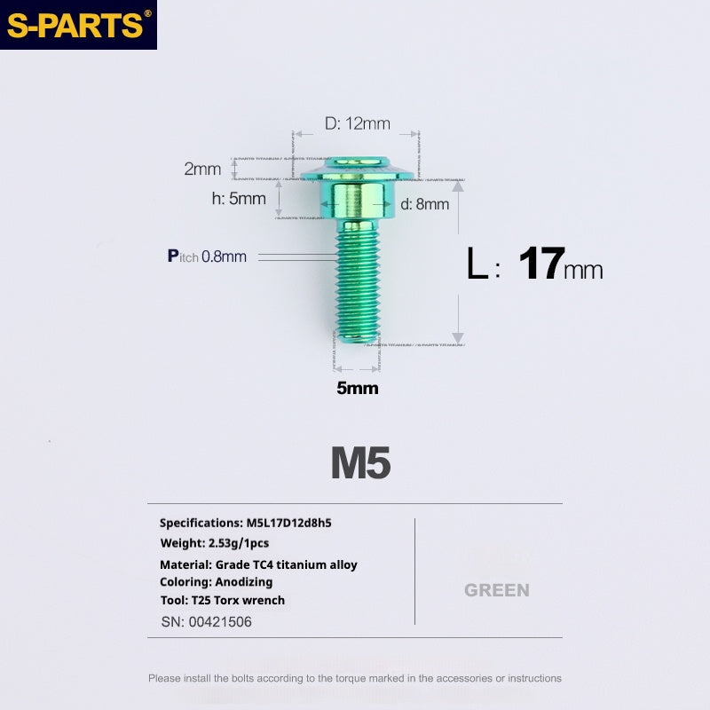 SPARTS A3 Umbrella Head Step Series M5 Viti in titanio verde per motociclette e auto
