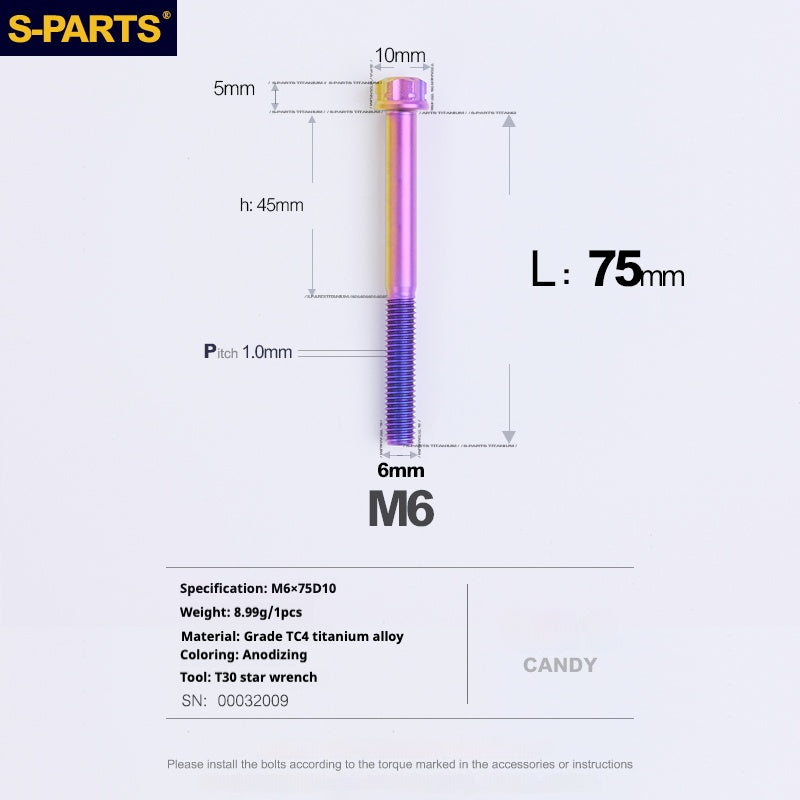 SPARTS A3 Series M6 L08-120mm Viti in titanio color caramella per motociclette e auto