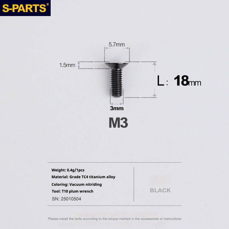 Viti in lega di titanio SPARTS serie svasata M3 L06-30mm