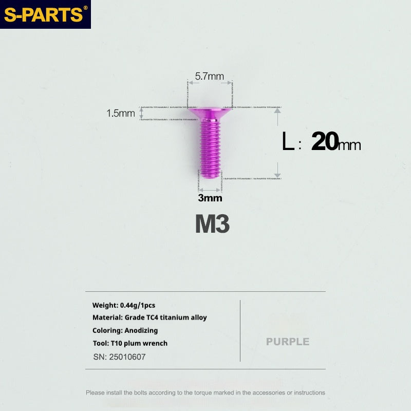 Viti in lega di titanio SPARTS serie svasata M3 L06-30mm