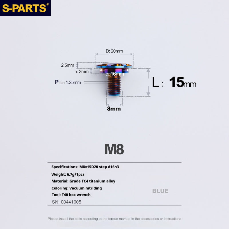 SPARTS A3 Umbrella Head Step Series M8 Viti in titanio blu per motociclette e auto