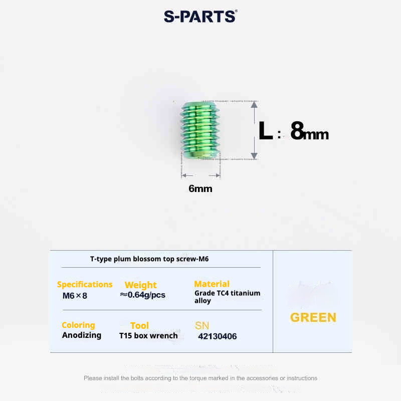 SPARTS Outil de Plombier en T T15 Fil supérieur plat M6 L08-10-12-16 Vis en titane