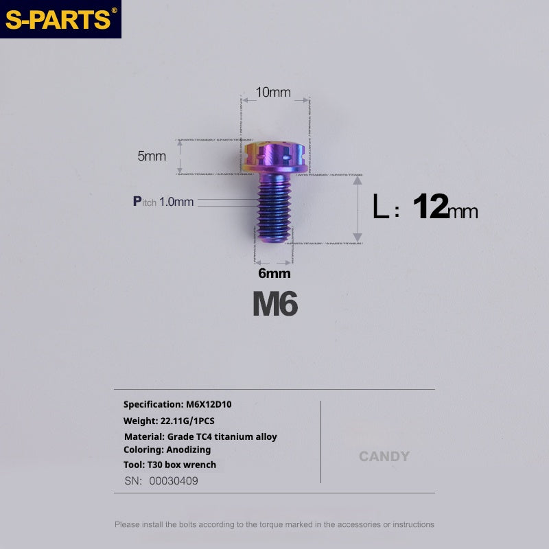 SPARTS A3 Series M6 L08-120mm Viti in titanio color caramella per motociclette e auto