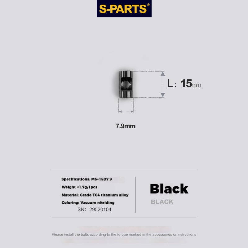 S-PARTS Parafusos de Titânio M5 x 30/35/40/47mm & Porca Cilíndrica & Arruela para Canote de Selim de Bicicleta