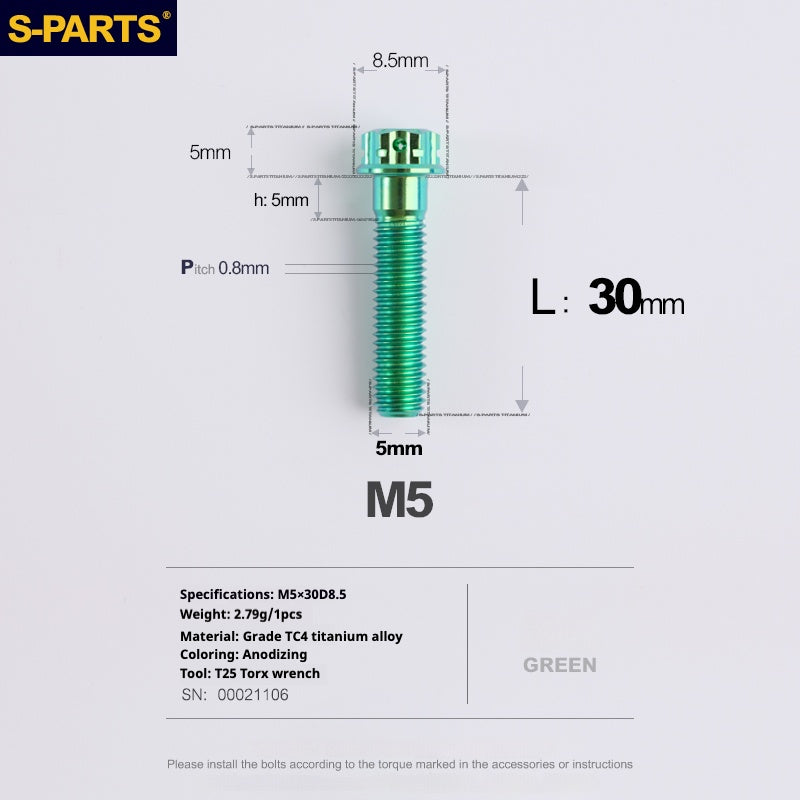 SPARTS Vis Titane Série A3 M5 L06-110mm pour Moto et Auto
