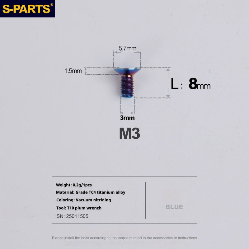 Viti in lega di titanio SPARTS serie svasata M3 L06-30mm