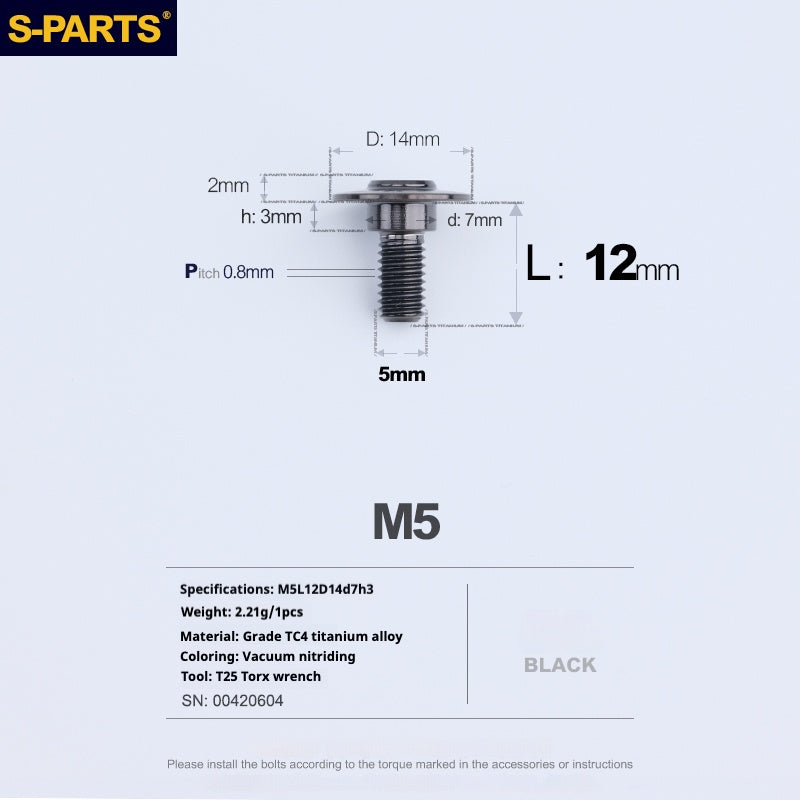 SPARTS A3 Umbrella Head Step Series M5 Viti in titanio nero per motociclette e auto