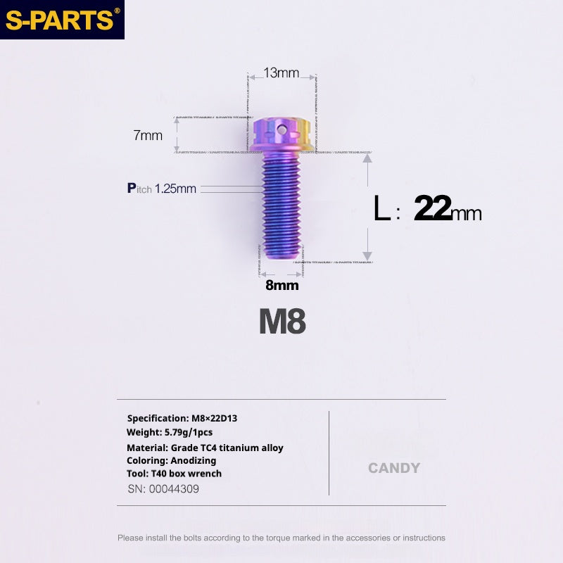 SPARTS A3 Serie M8 L10-120mm Viti in titanio color caramella per motociclette e auto