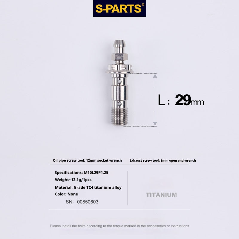 SPARTS Doppio bullone banjo in titanio M10 L29MM con kit di nipplo di spurgo