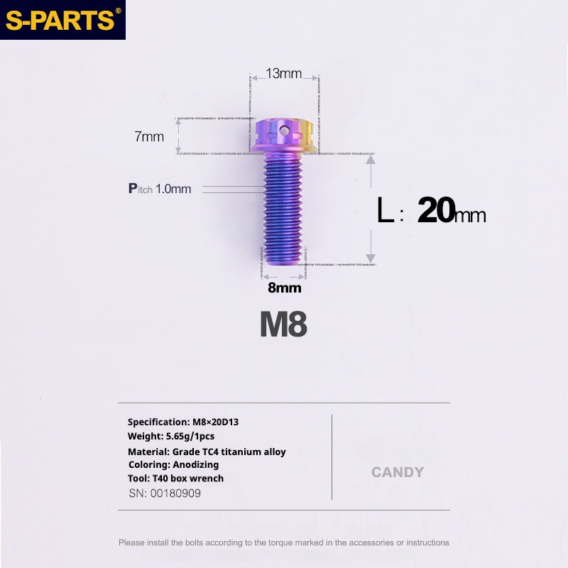SPARTS Série A3 Parafusos de Titânio M8 L20mm P1.0 Rosca Fina para Motocicleta e Carro