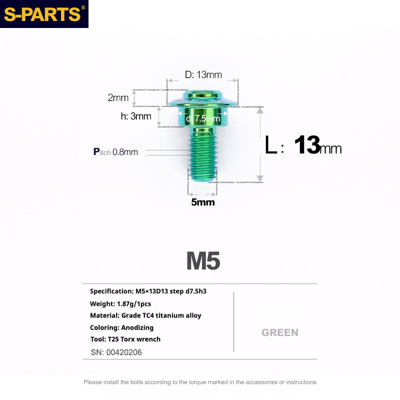 SPARTS A3 Umbrella Head Step Series M5 Viti in titanio verde per motociclette e auto