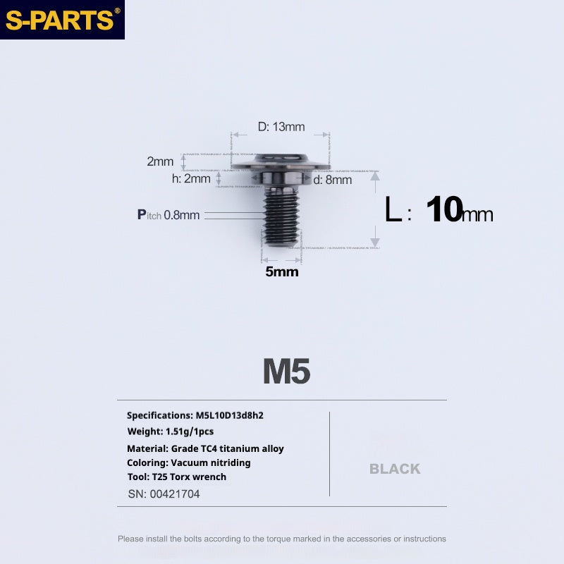 SPARTS A3 Umbrella Head Step Series M5 Viti in titanio nero per motociclette e auto