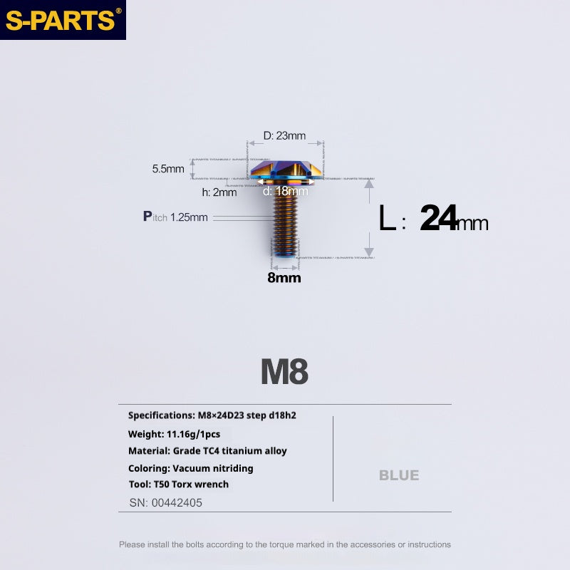 SPARTS A3 Umbrella Head Step Series M8 Viti in titanio blu per motociclette e auto
