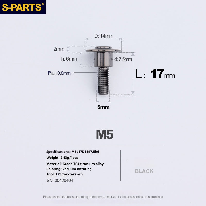 SPARTS A3 Umbrella Head Step Series M5 Viti in titanio nero per motociclette e auto