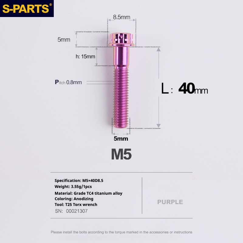 SPARTS Viti in titanio viola A3 Series M5 L06-110mm per motociclette e auto