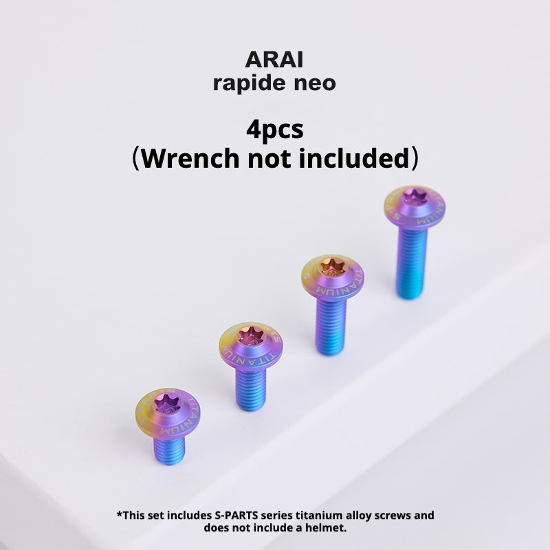 S-PARTS Conjunto de Parafusos de Titânio Cabeça Guarda-Chuva para Capacete ARAI RAPIDE-NEO | Parafusos M6 com Chave T30 | 6 Cores Disponíveis
