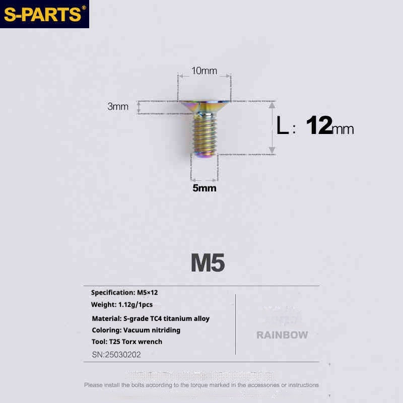 Parafusos de Titânio SPARTS Série Cabeça Escareada M5 L06-55mm